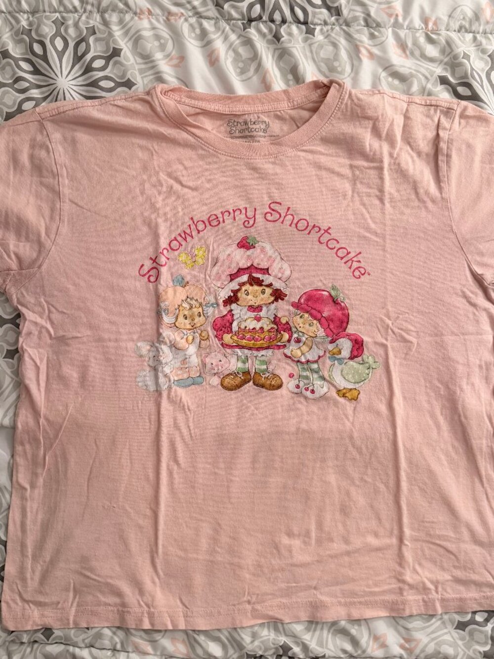 STRAWBERRY SHORTCAKE Women's/Junior Fitted XL T-shirt Light Pink